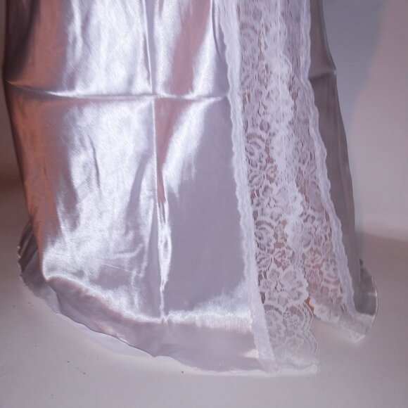 Lingerie Chemise Slip White Solid Lace Trim Sleeveless Night Gown Sleepwear New - Picture 6 of 9